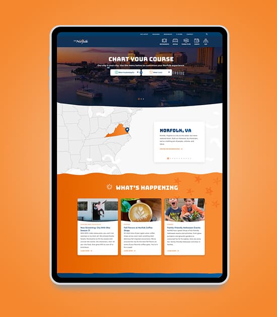 The VisitNorfolk website on a tablet